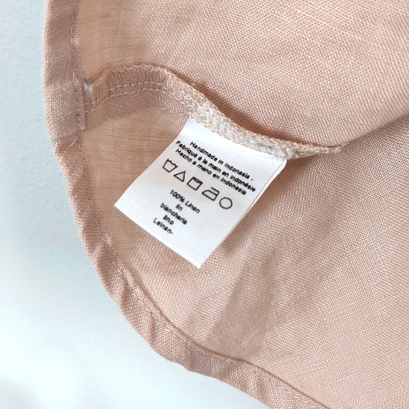 Cropped Spaghetti Strap Ruffled Blouse | 100% Linen | Blush Pink | Size XS - Picture 8 of 10